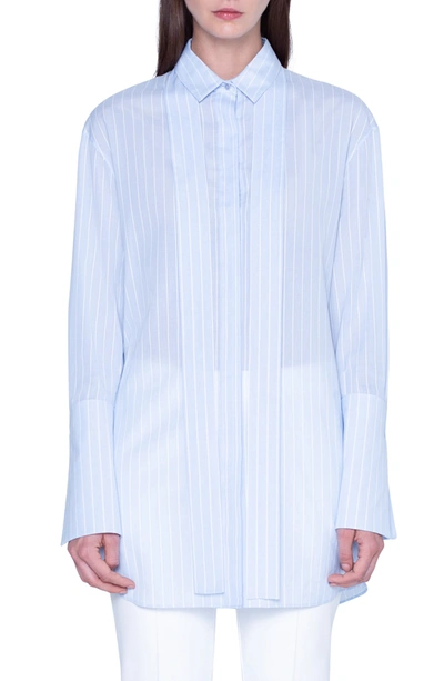 Shop Akris Voile Stripe Print Tunic In 071-ice