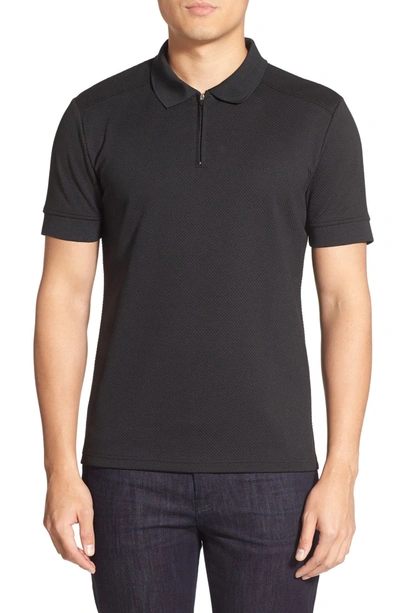 Shop Vince Camuto Trim Fit Mesh Polo In Black Solid