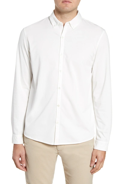 Shop Zachary Prell Glacier Regular Fit Button-down Cotton Blend Knit Sport Shirt In White