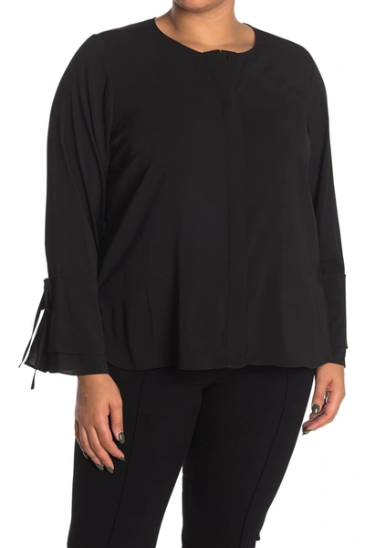 Shop Calvin Klein Long Bell Sleeve Blouse In Black