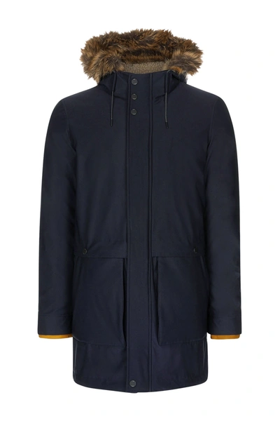 Shop Ted Baker Brytun Hooded Parka With Faux Fur Hood In Navy