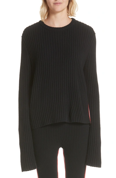 Shop Calvin Klein 205w39nyc Side Stripe Wool Blend Sweater In 119-black Red White