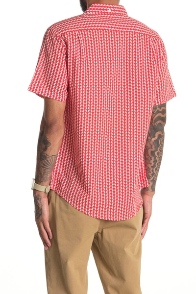 Shop Onia Jack Linen Blend Geo Print Slim Fit Shirt In Flame