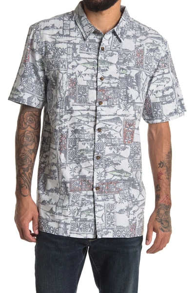 Shop Jack O'neill Fish Fry Island Print Regular Fit Shirt In Navy