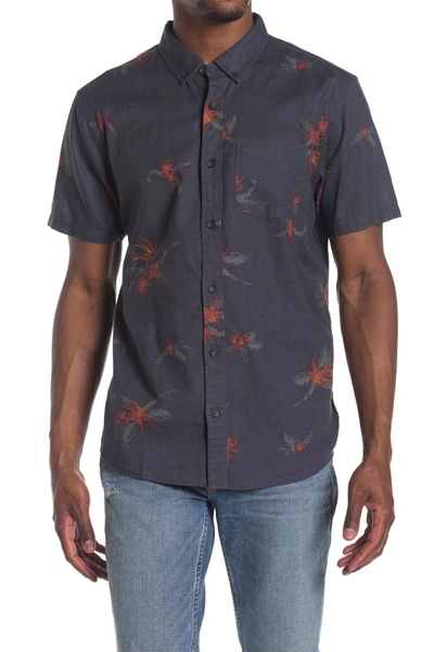 Shop Jack O'neill Tahiti Floral Short Sleeve Sports Fit Shirt In Asphalt