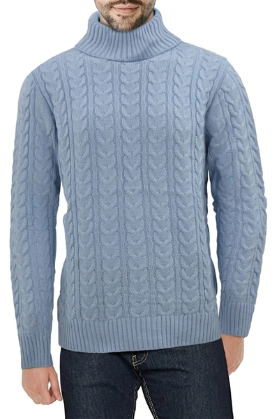 Shop X-ray Xray Cable Knit Turtleneck Sweater In Blue