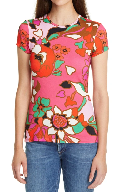 Shop Ted Baker Bevilin Piñata Print Fitted T-shirt In Bright Pink