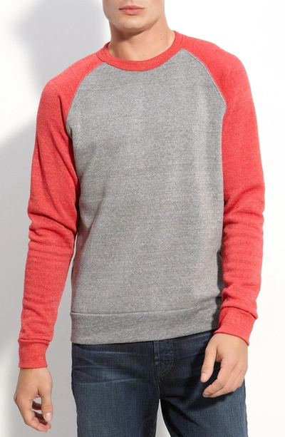 Shop Alternative 'the Champ' Trim Fit Colorblock Sweatshirt In Eco Grey / Eco True Red