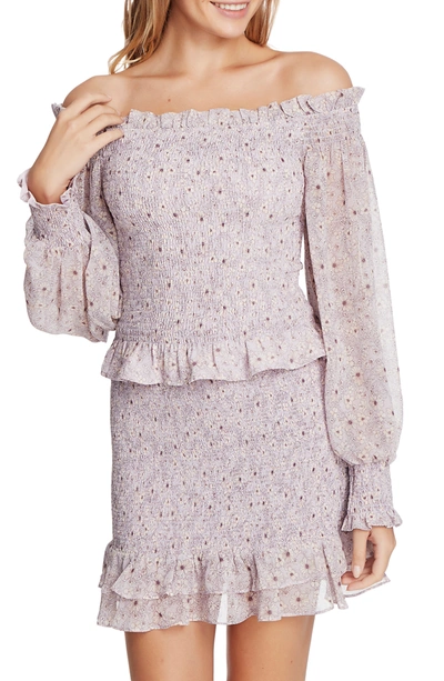 Shop 1.state Wildflower Bouquet Off-the-shoulder Long Sleeve Top In Orchid Bud