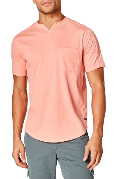 Shop Good Man Brand Split Neck Pocket T-shirt In Hibiscus