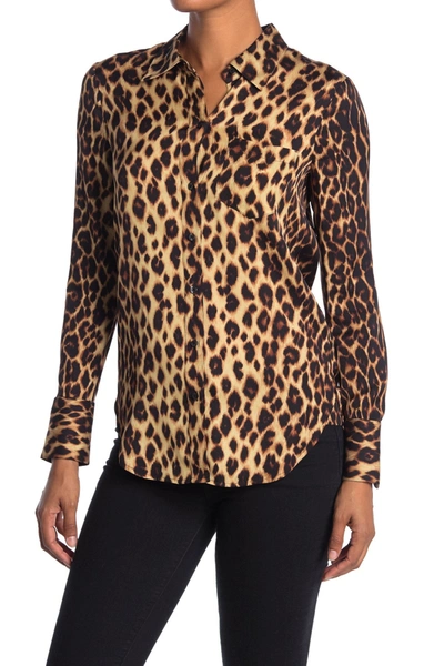 Shop A.l.c Emerson Leopard Print Silk Blend Blouse In Brown Multi