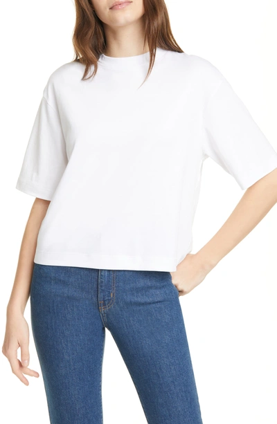 Shop Vince Wide Sleeve Crop Pima Cotton Tee In Optic White