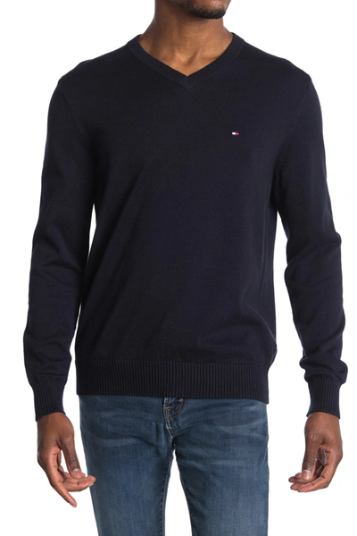 Shop Tommy Hilfiger Taft Solid V-neck Sweater In Sky Captain
