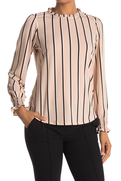 Shop Adrianna Papell Printed Long Sleeve Knit Top In Blsgbstrip