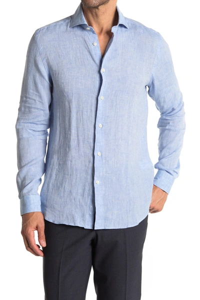 Shop Reiss Ruban Linen Regular Fit Shirt In Soft Blue