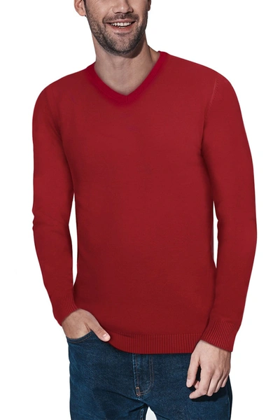 Shop X-ray Xray V-neck Rib Knit Sweater In Jester Red