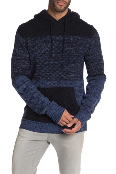 Shop X-ray Xray Two-tone Knitted Pullover Hoodie In Blue