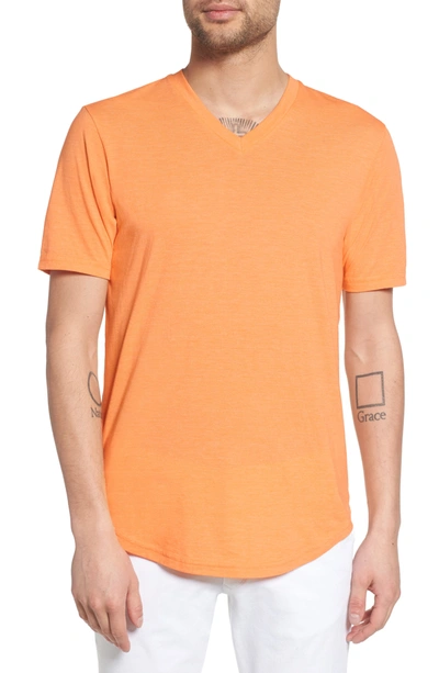 Shop Goodlife Scallop Triblend V-neck Slim Fit T-shirt In Mock Orange