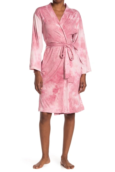 Shop Socialite Jersey Tie Waist Robe In Pink Tie Dye