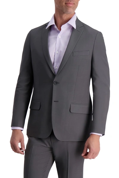 Shop Louis Raphael Slim Fit Stretch Striated Solid Two Button Jacket In Dk Grey