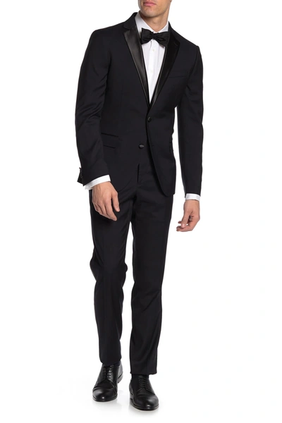 Savile Row Co Slim Fit Satin Notch Lapel 2-piece Tuxedo In Black