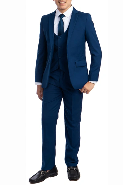Shop Perry Ellis Portfolio Kids' Solid 5-piece Suit Set In Indigo Blue