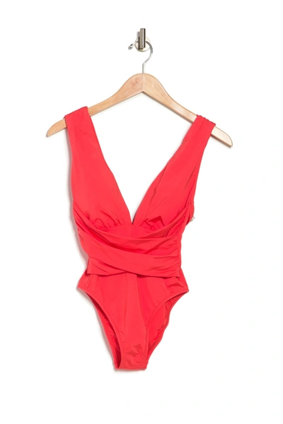Shop Trina Turk Wrap Front One-piece Swimsuit In Poppy