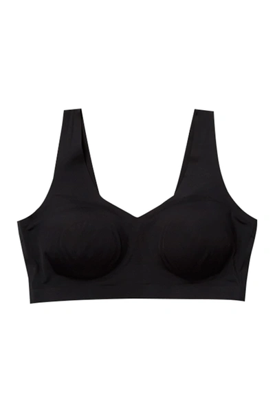 Shop Feather Luxe V-neck Molded Cup Bra In Black Soot