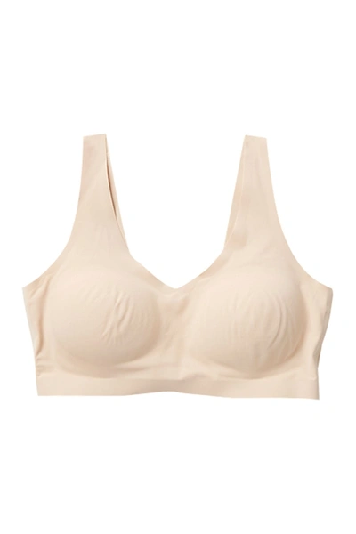 Shop Feather Luxe V-neck Molded Cup Bra In Toasted Almond