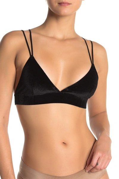 Shop Real Underwear Velvet Triangle Strappy Bralette In Black