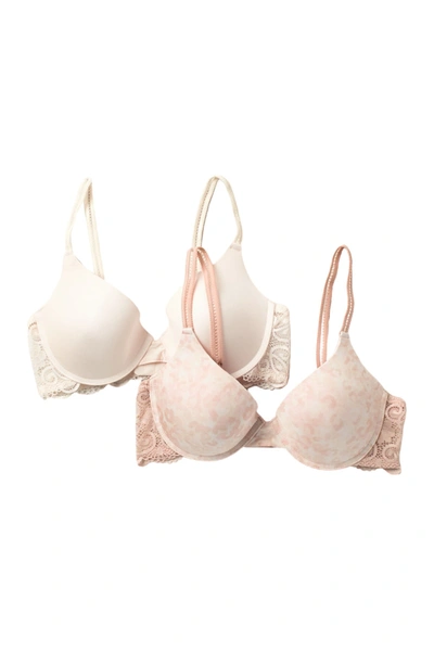 Shop Jessica Simpson Ombre Shiny Lace Trim Bra In Rose Dust Print/ Angel Wing
