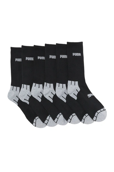 Shop Puma Half Terry Athletic Crew Socks In Black Grey