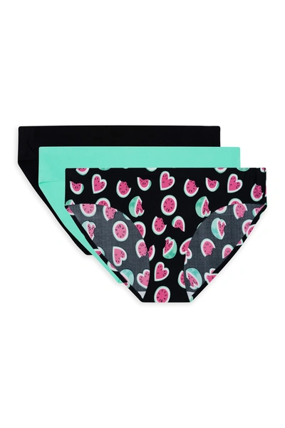 Shop Aqs Seamless Bikini Panties In Watermelon/teal/black