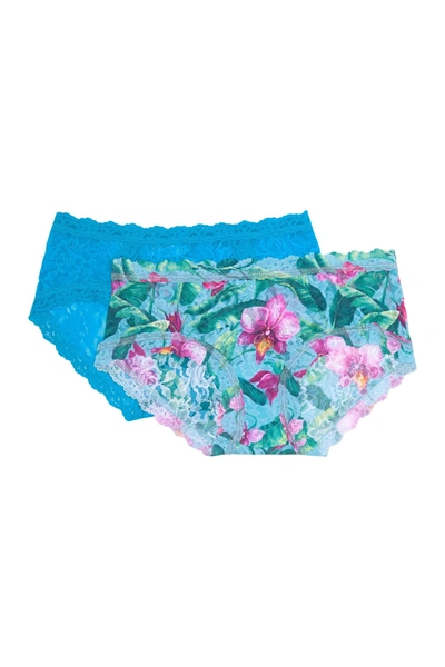 Shop Hanky Panky Full Bottom V-bikini Panties In Moon Flower/fiji Blu