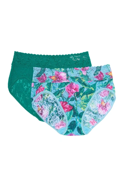 Shop Hanky Panky Full Bottom V-bikini Panties In Moon Flower/ So Jade