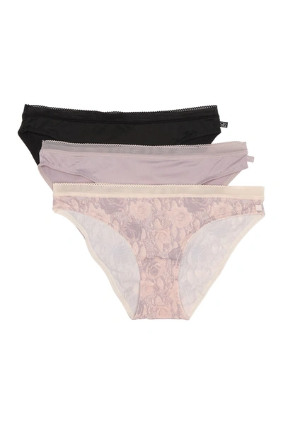 Shop Jessica Simpson Micro Bikini Panties In Angel Wing/cloud Grey/black