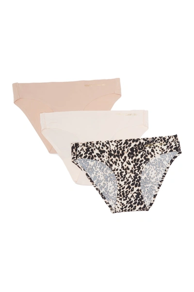 Shop Vince Camuto Printed Bikini Panties In Painterly Animal/ Tan/ Soft Melon