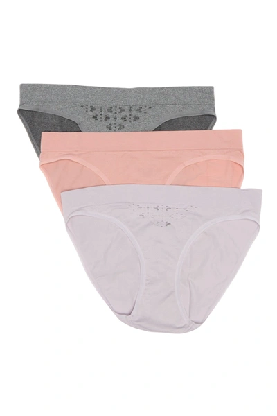 Shop Jessica Simpson Seamless Bikini Panties In Thistle/silver Pink/ Grey