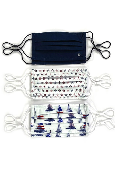 Shop Construct Sail & Stars Assorted Non-medical Kids Face Masks In Navy
