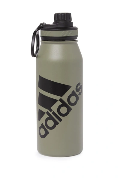 Shop Adidas Originals Stainless Steel 1l Metal Bottle In Dk Green