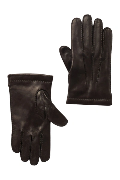 Shop Portolano Handsewn Nappa Leather Gloves In Chocolate