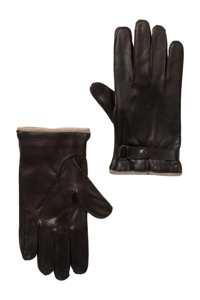 Shop Portolano Nappa Leather Belted Gloves In Teak/nile Brown