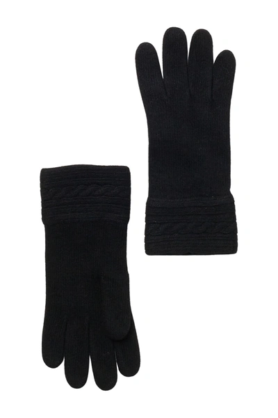 Shop Portolano Cable Knit Cuff Cashmere Gloves In Black