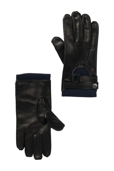 Shop Portolano Nappa Leather Half Moon Gloves In Black/navy