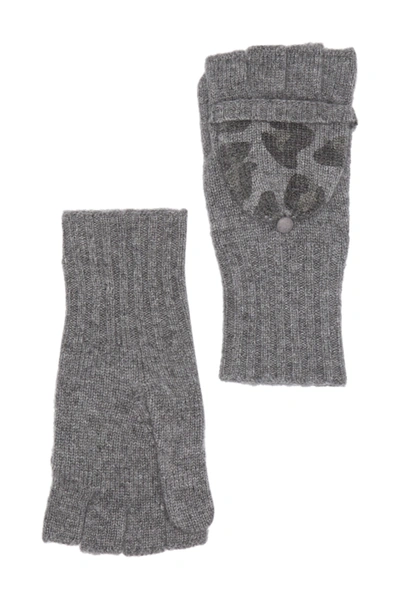 Shop Quinn Leopard Print Pop Top Cashmere Gloves In Grey Combo