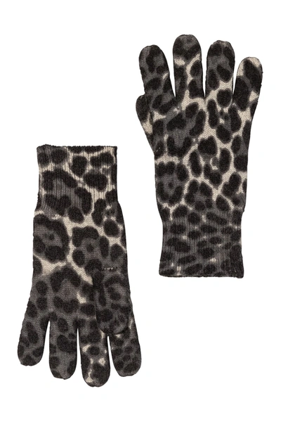 Shop Amicale Cashmere Animal Print Gloves In 030grymt