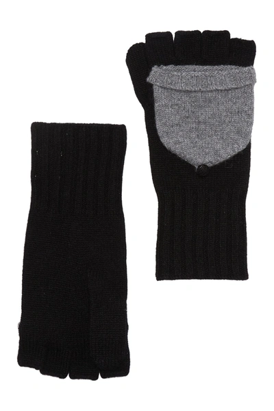 Shop Quinn Colorblock Pop Top Cashmere Gloves In Black/ Ivory