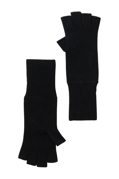 Shop Portolano 12" Cashmere Fingerless Gloves In Black