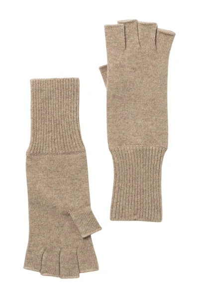 Shop Portolano 12" Cashmere Fingerless Gloves In Nile Brown