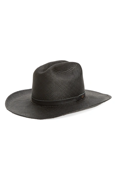 Shop Frye Woven Wide Brim Panama Hat In Black